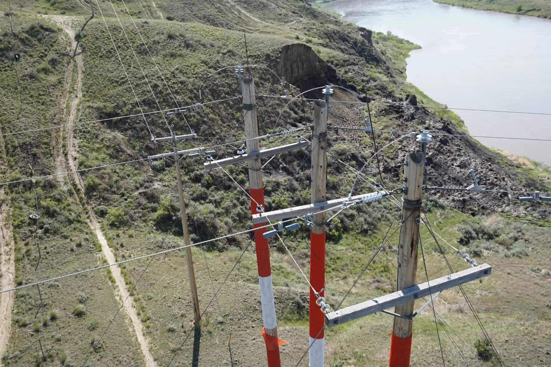 Aerial drone inspection of power lines