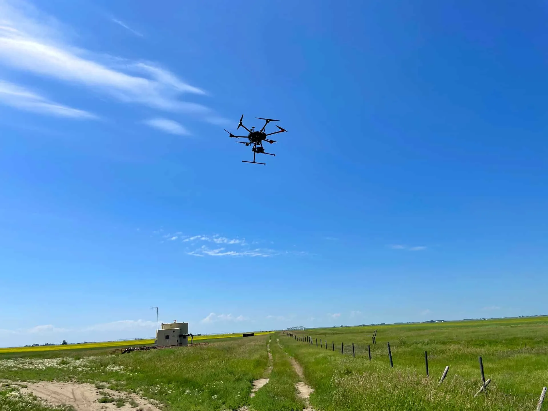 Aerial drone inspection of power lines