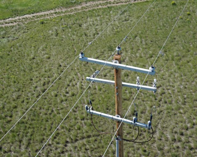 aerial drone inspection of power lines
